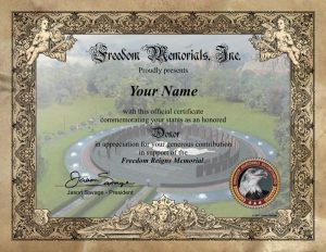 Donor Commemorative Certificate